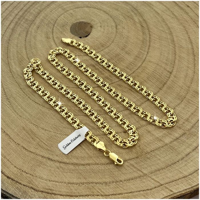 Złoty Łańcuszek Męski Garibaldi 55 cm 7,5 mm Gruby Łańcuch 925/585 Zło