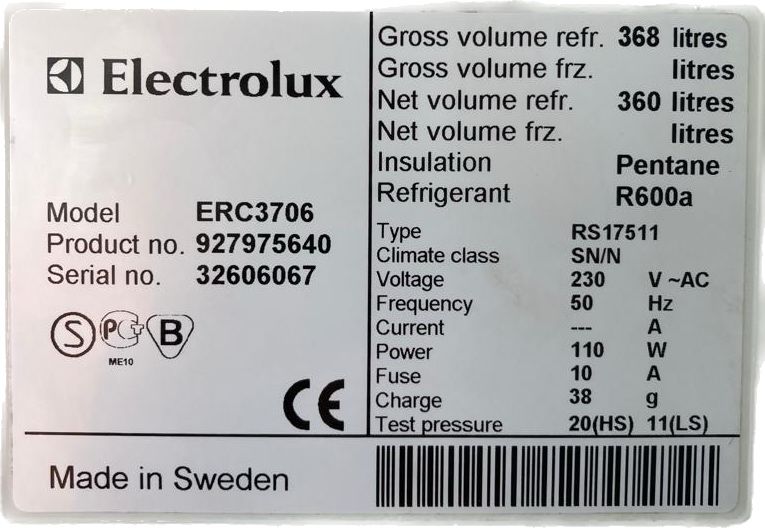 Lodówka Chlodziarka electrolux 175 cm 350 l