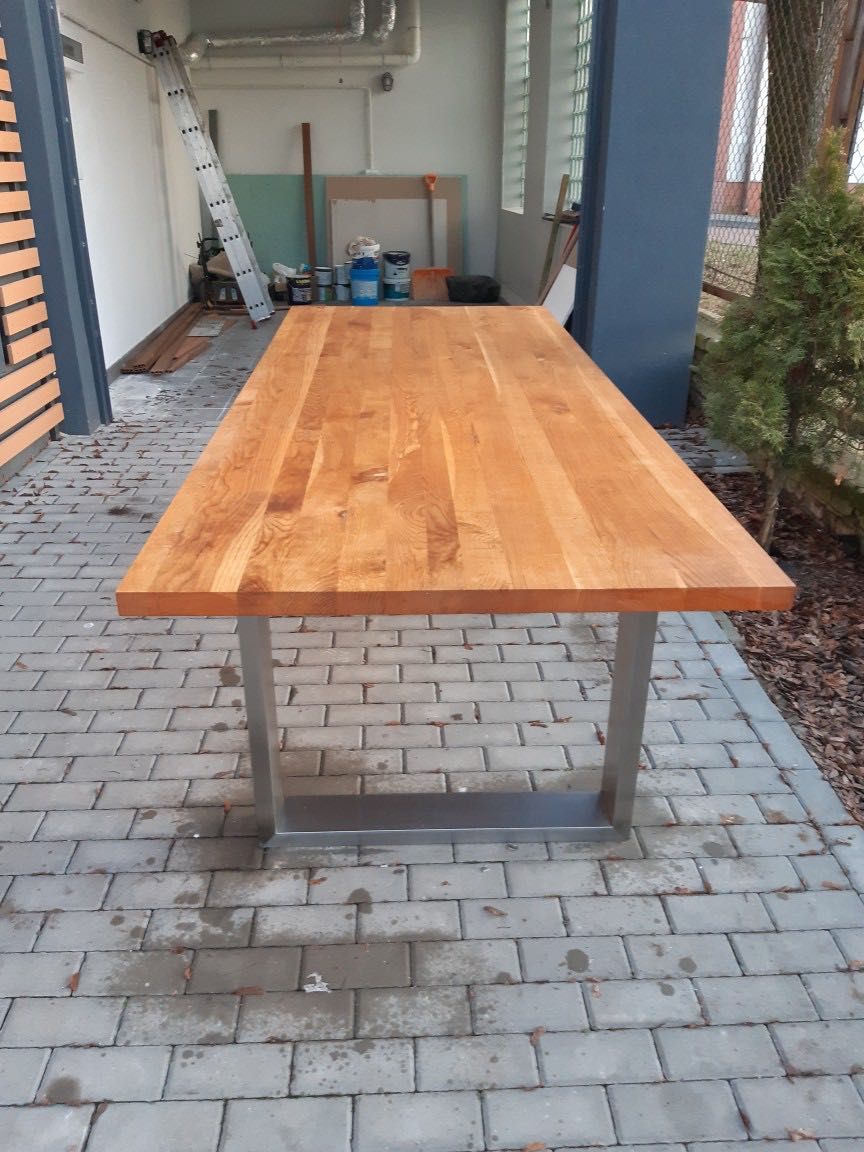 Stół dębowy 250x100 - nowoczesny, loft, metalowe nogi