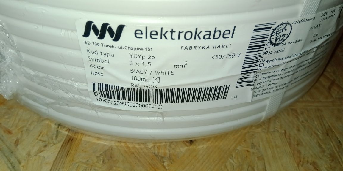 Kabel elektryczny YDYp żo 3x1,5 100m