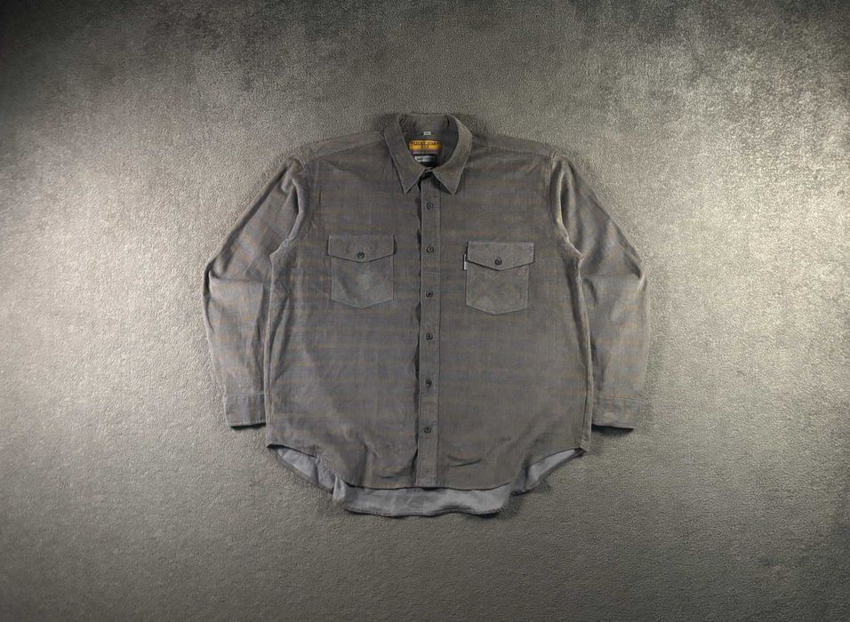 Koszula Lucky Star XL Szara Kratka Vintage Sztruksowa Bawełniana