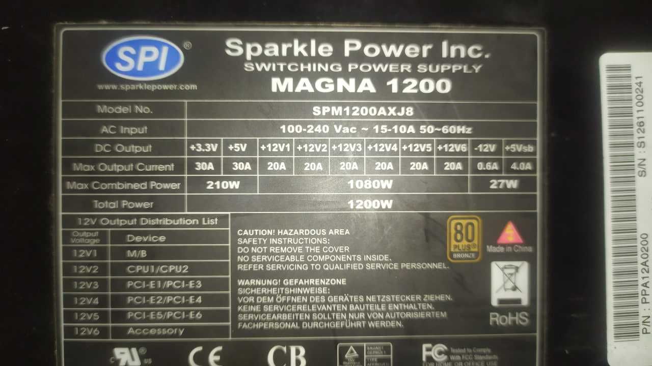 Блок питания SPI Sparkle Magna 1200W