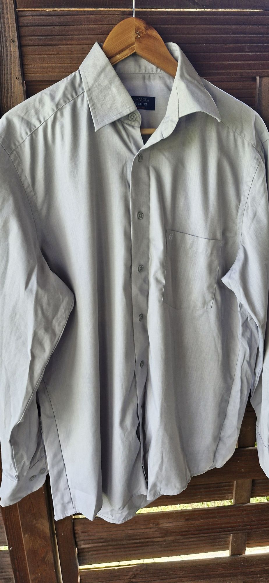 Koszula męska gładka szara L XL