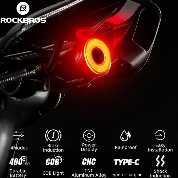 ‼️ Rockbros Q5 R5 R4 R3 умный фонарик стоп сигнал с двумя креплениями
