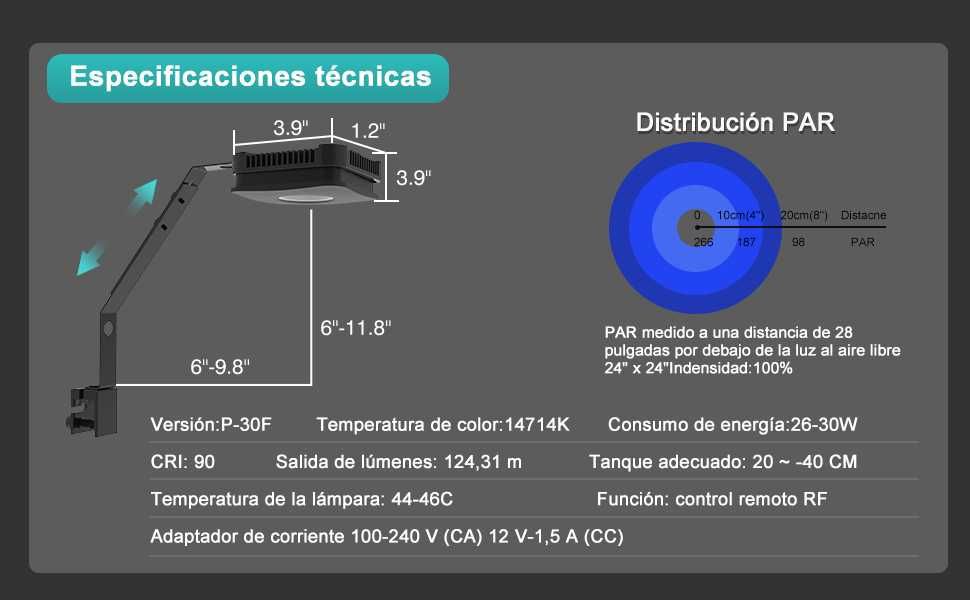 Calha led para aquários de água doce