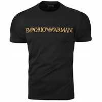 Emporio Armani T-Shirt Ze Złotym Haftowanym Logo /M