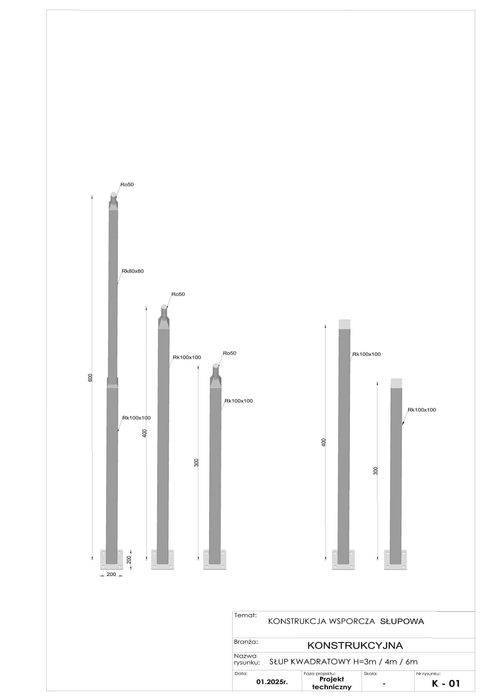 SŁUP OŚWIETLENIOWY stalowy ocynkowany 3m