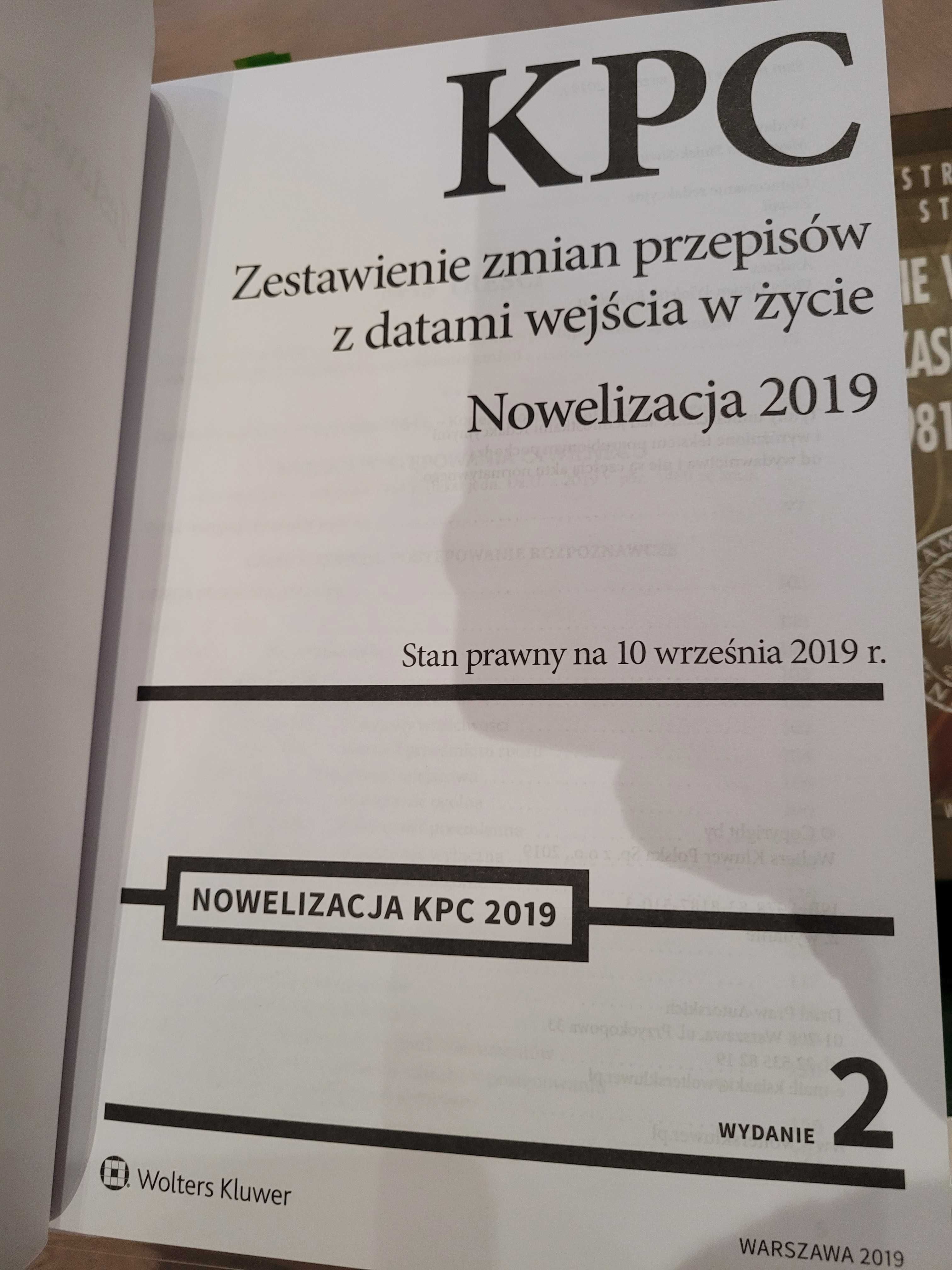 KPC Zestawienie zmian z datami wejścia w życie 2019