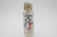 Snuff Bottle Cilindro em Vidro e Figuras Dinastia Qing XIX