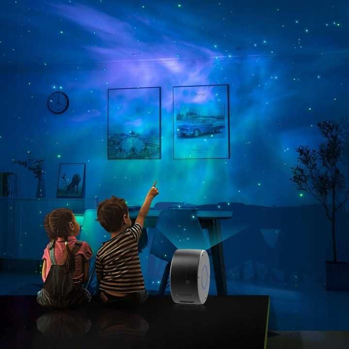 PROJEKTOR GWIAZD Lampka Nocna Rzutnik Dla Dzieci Led Laserowy Szary