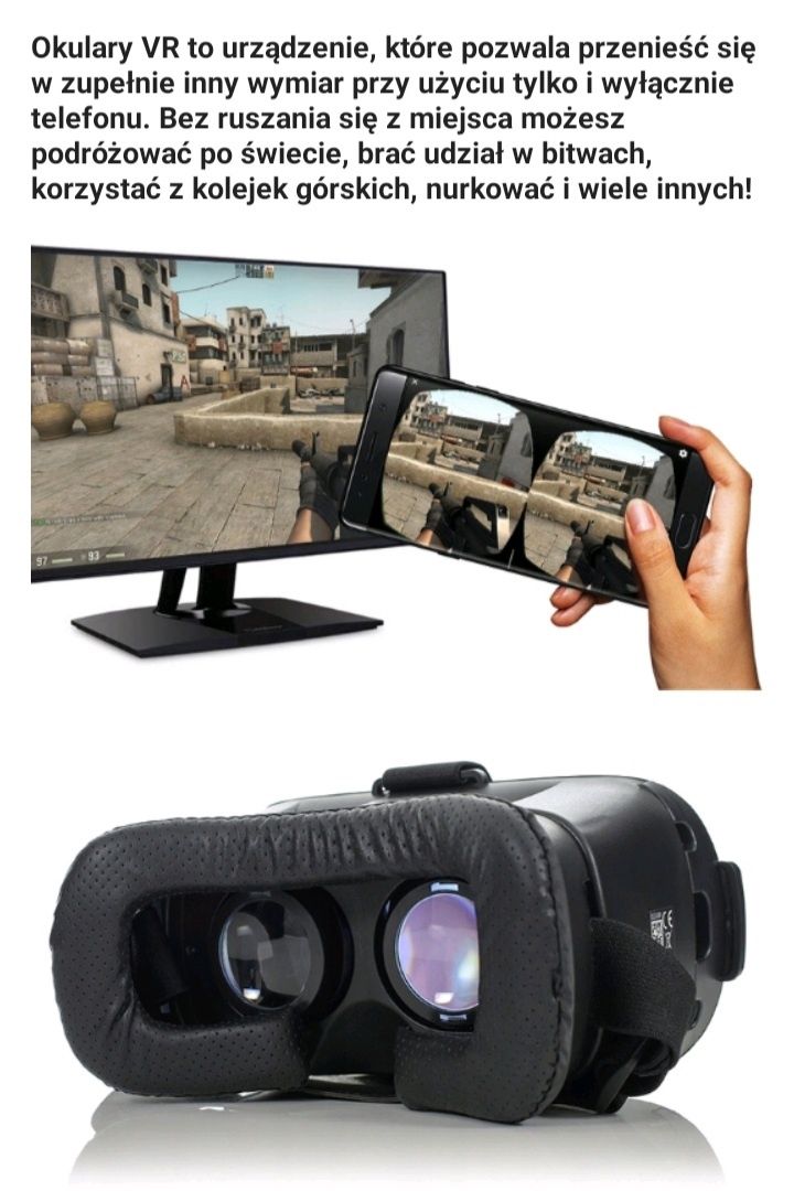 Okulary VR+gamepad+słuchawki