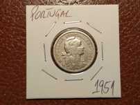 392 Portugal - moeda de 50 centavos de 1951 em alpaca