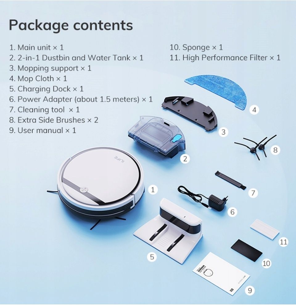 Ilife V3X Robot odkurzacz mop 2w1