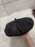 Ciemnoszary szary wełniany beret Vintage