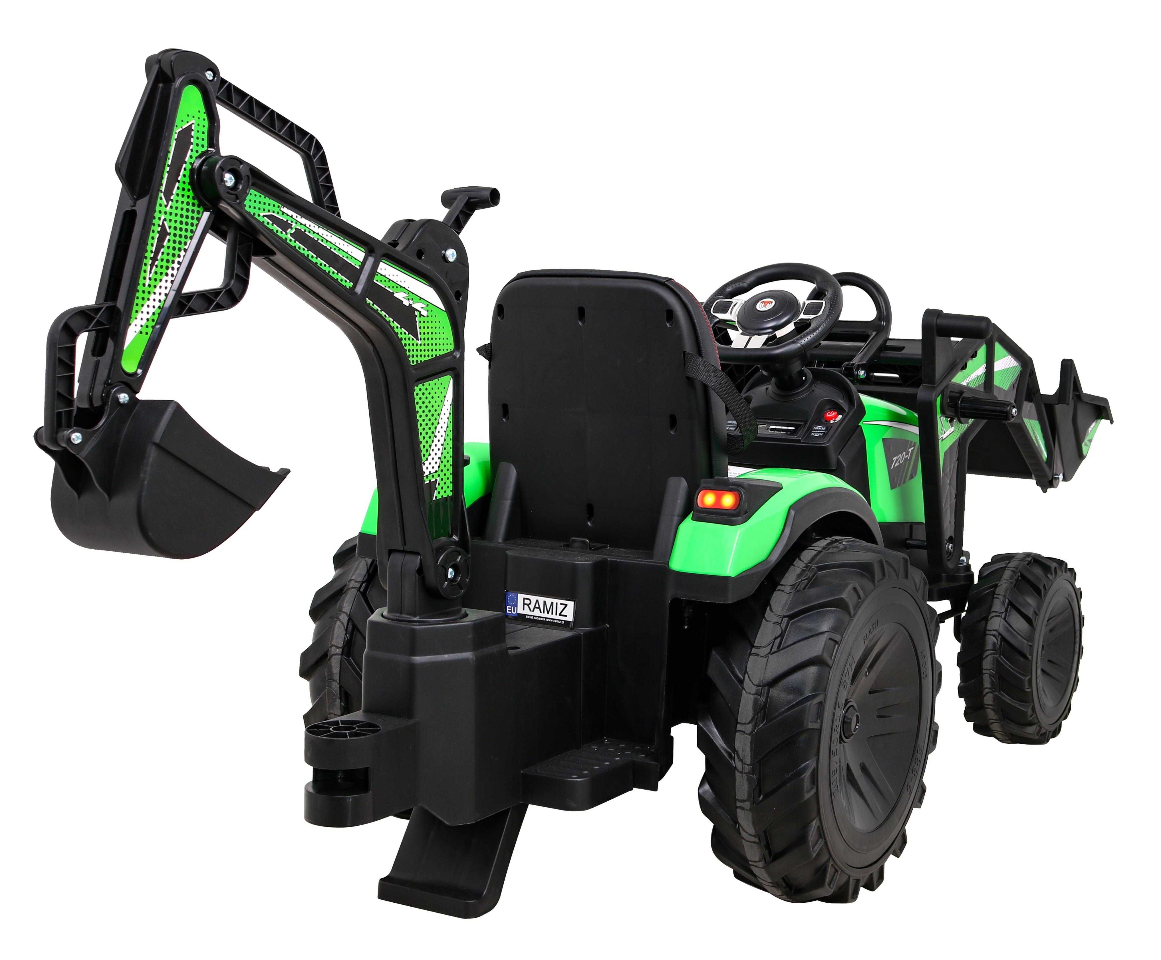 Pojazd Traktor na akumulator Z Przyczepą 720-T Zielony