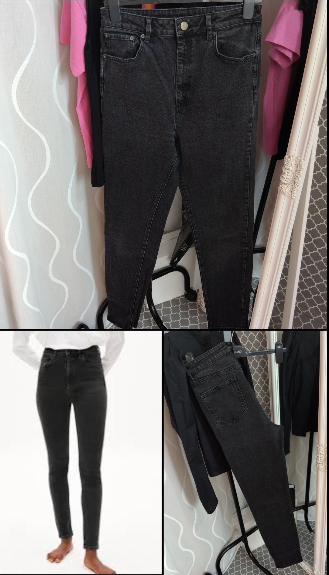 Джинси super mom skinny, топ, сорочка,. лот одягу, black/pink, М Long