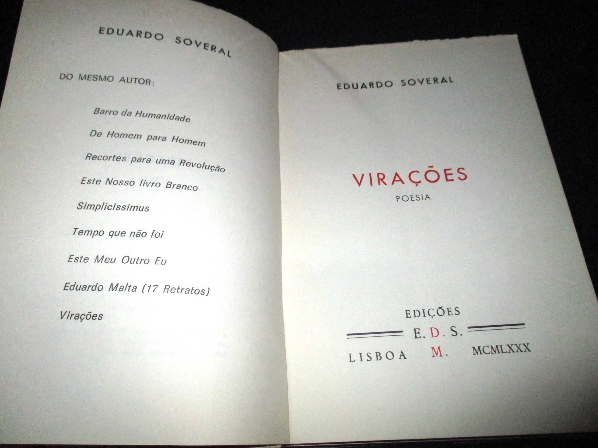 Livro Virações Poesia Eduardo Soveral 1ª edição Autografado