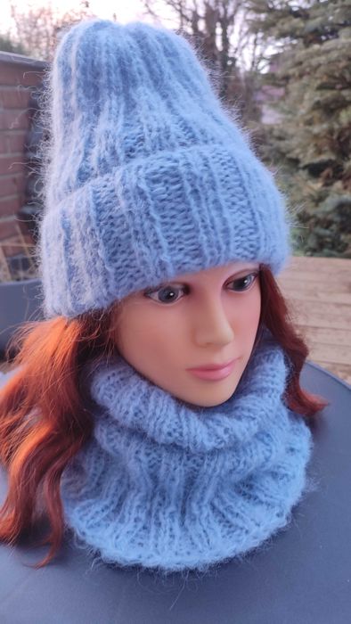 Komplet z delikatnej alpaki i merino -KoLoRy handmade