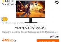 Monitor AOC 27" 27G4XE
