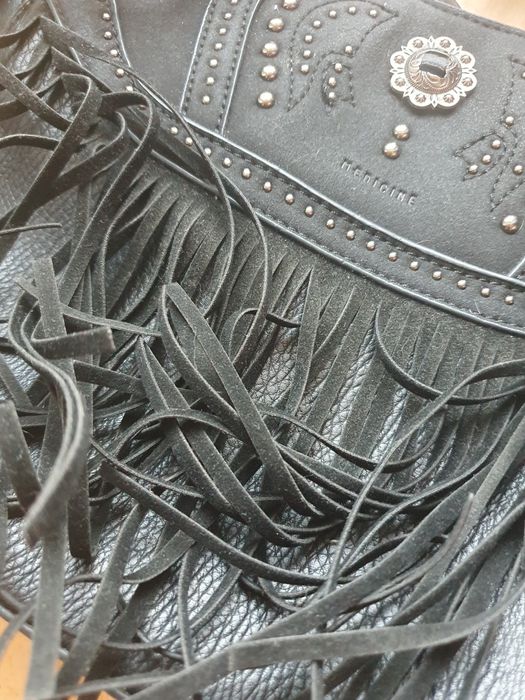 Czarna torebka na ramię ,Medicine, zamsz+skóra