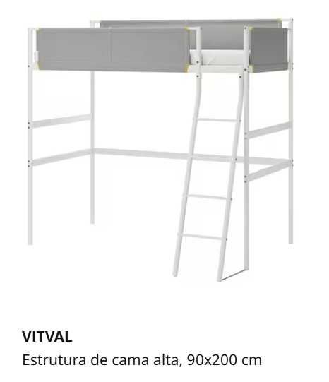 Cama Alta Ikea VITVAL + Colchão Espuma Ikea