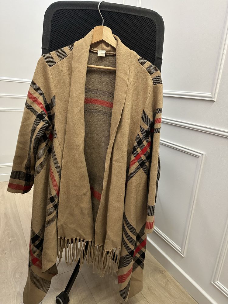 Sweter kardigan w kratę