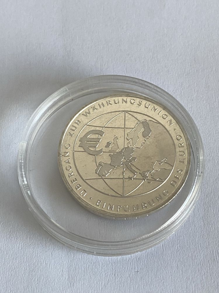 Srebro Niemcy 10 Euro 2002 Wprowadzenie Euro stempel lustrzany