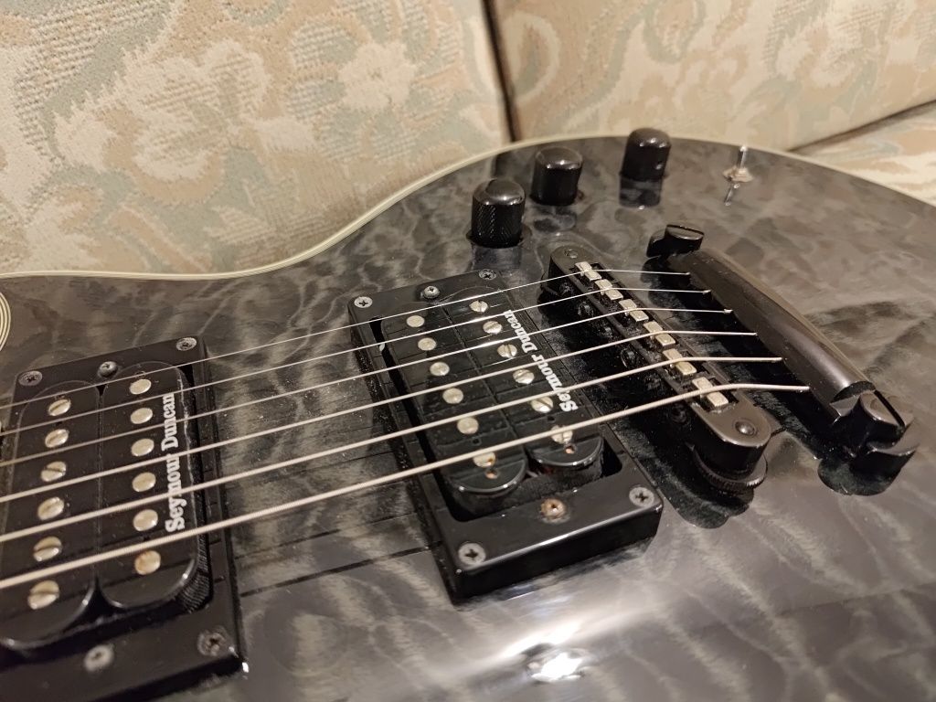 Gitara elektryczna ESP LTD EC-1000 Fishman Piezo QM STBLK / jak LesPau