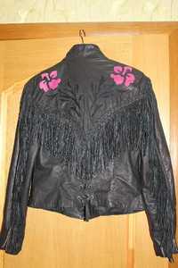 Супер куртка, байкерская кожаная женская, производство США (Даллас)