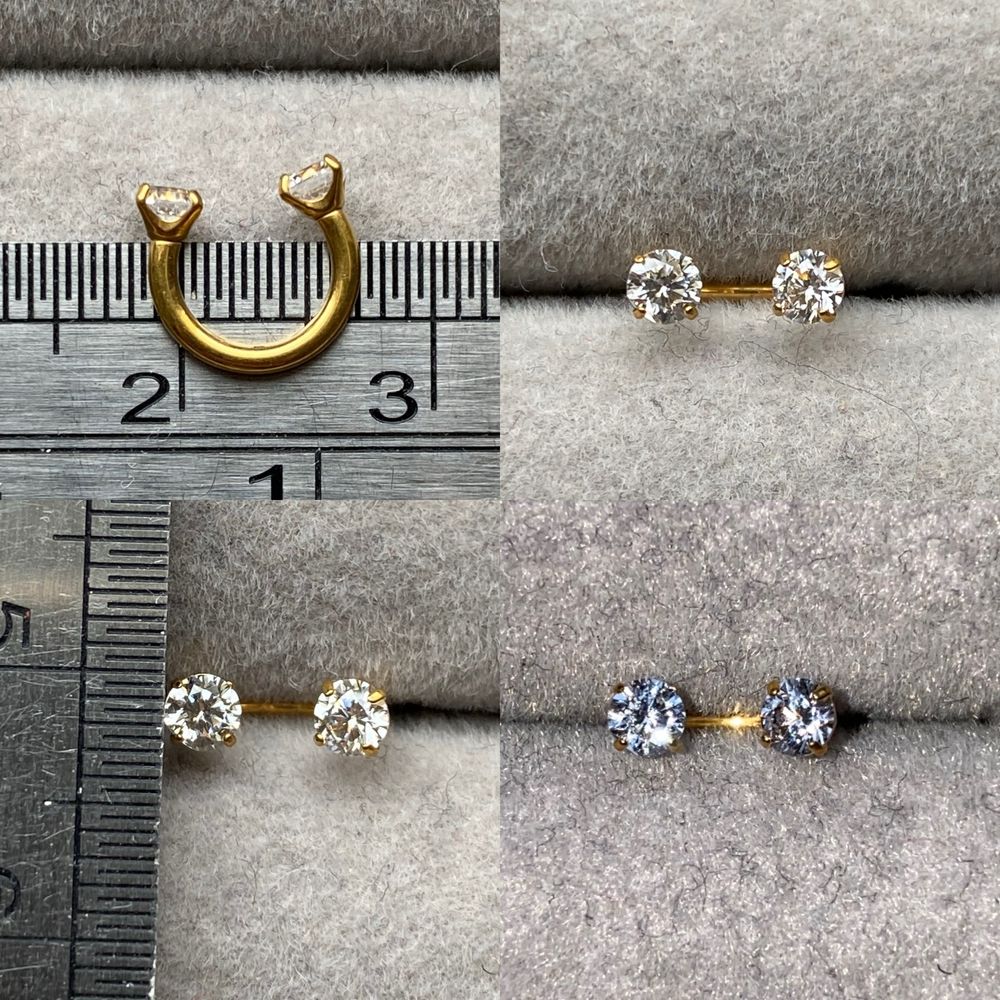 Unisex złoty kolczyk 6 mm piercing 16 G kółko segment Tytan
