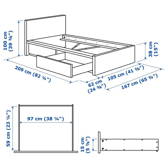 Cama solteiro IKEA Malm 90x200