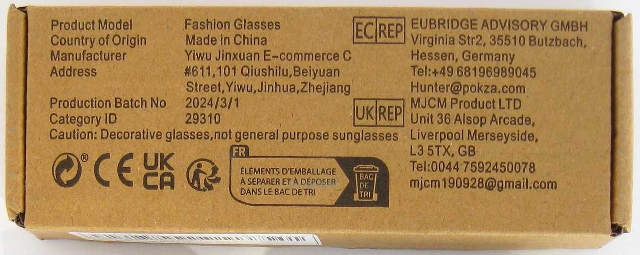 Dekoracyjne okulary przeciwsłoneczne