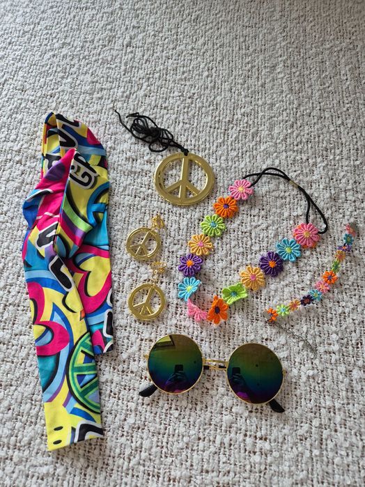 Kostium Przebranie Hipisa Strój Hipisowski Lata 70 60 Sukienka Roz XXL