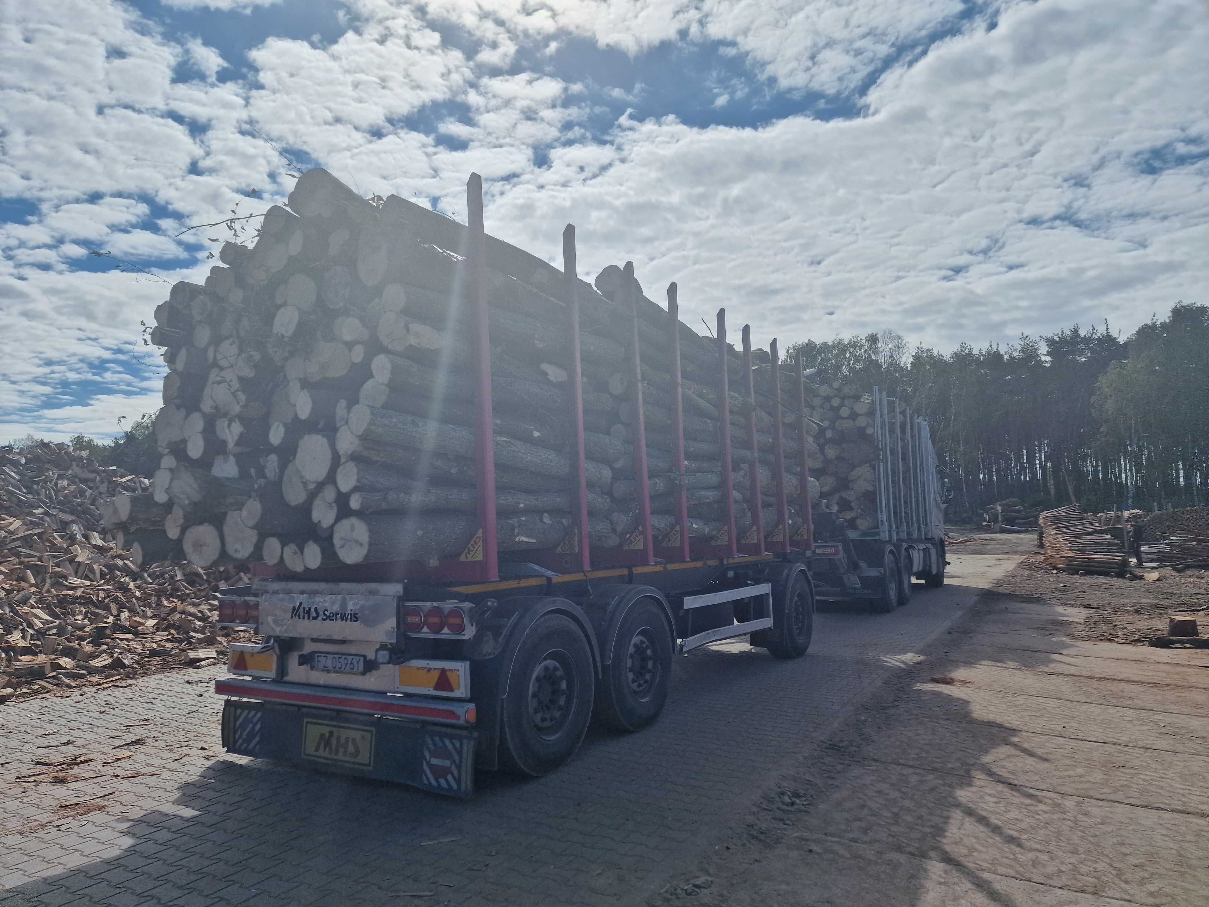 DrewKom Drewno kominkowe GRAB w kłodzie dl. 2,5m S2a S2b transport HDS