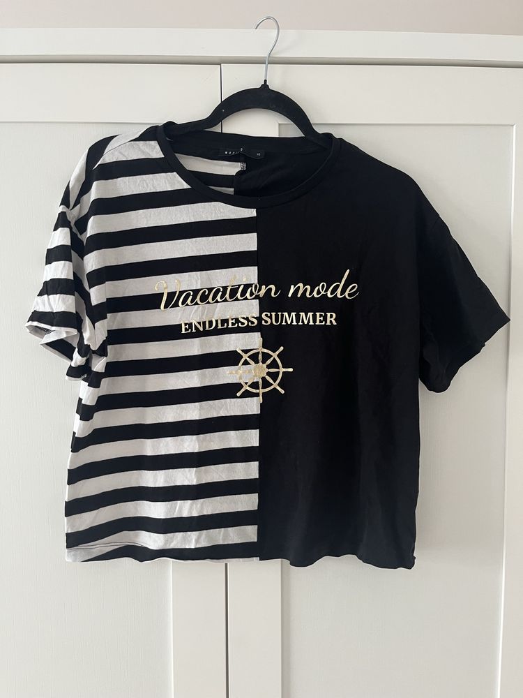 Damska bluzka na krótki rękaw t-shirt mohito xs 36 marynarski czarny