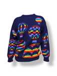 Wzorzysty Szkocki Sweter Vintage w Balony Retro Jumper