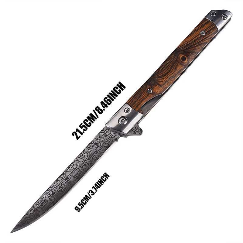Флиппер нож 57HRC выкидной полуавтоматический подарочный дамаск ножны
