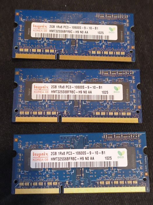 Ram do laptopa 2GB PC3 10600S 3 sztuki
