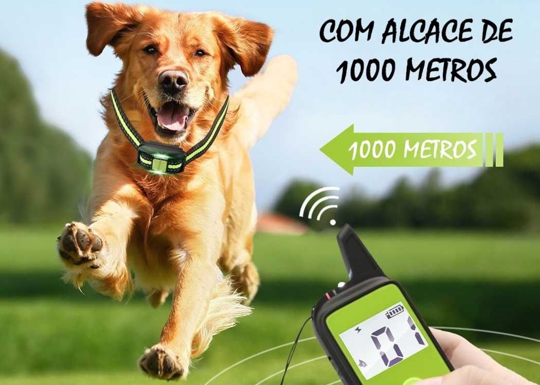 Coleira adestramento à distância para 2 cães alcance de 1000 metros