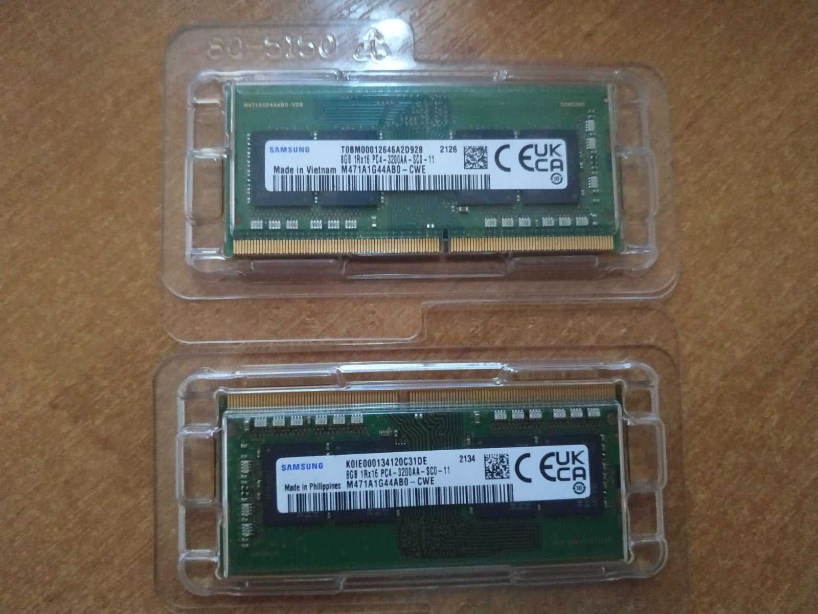 Оперативная память Samsung DDR4 8gb 3200MHz.Для ноутбука.Цена за 2 шт.