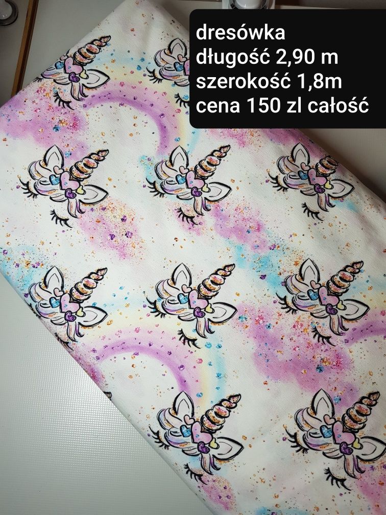 Dresówka pętelka dzianina dres jednorożec