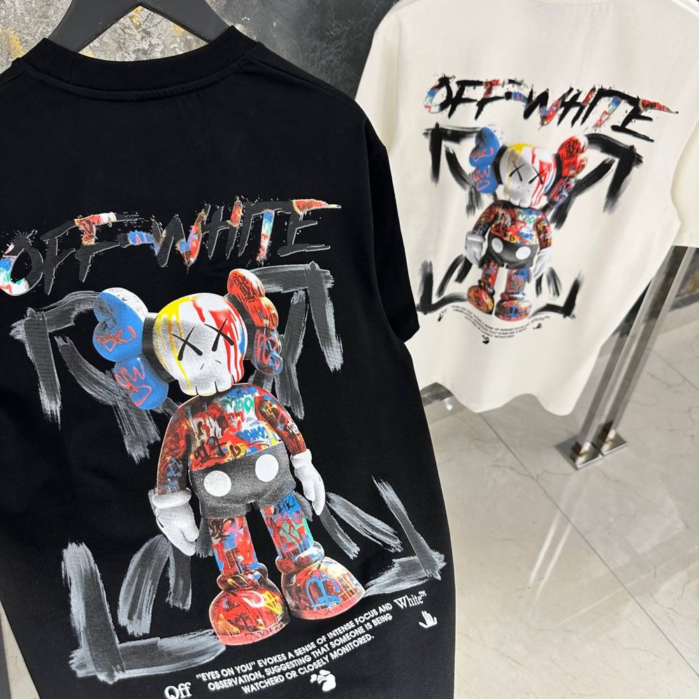 Off-white x kaws мужская футболка оверсайз оригинал унисекс
