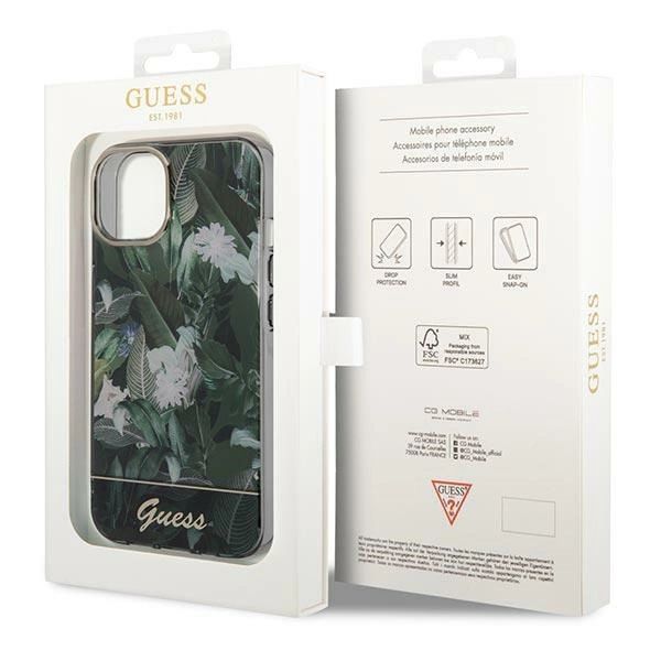 Etui Guess Jungle Collection na iPhone 14 - zielone