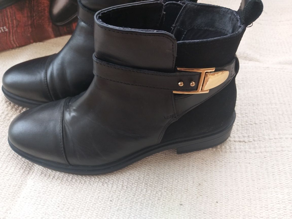 Sztylbety botki buty skórzane skóra naturalna 38 Lidl esmara