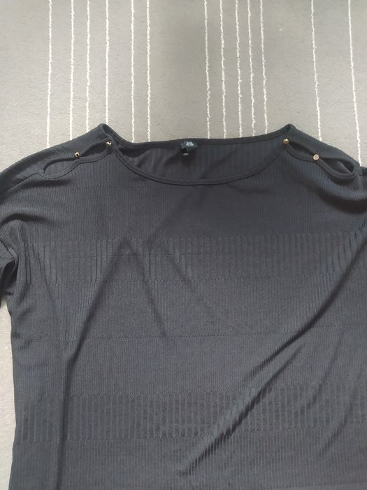 Bluzka czarna oversize z 3/4 rękawem typu prążek jak nowa