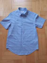 Koszula męska krótki rękaw niebieski delikatna kratka Reserved XS