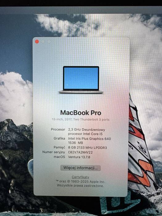 # Apple Macbook Pro A1708 Space Grey Model 128GB 13" 13.3" Retina 2017