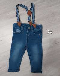 Jeans z szelkami rozm 74