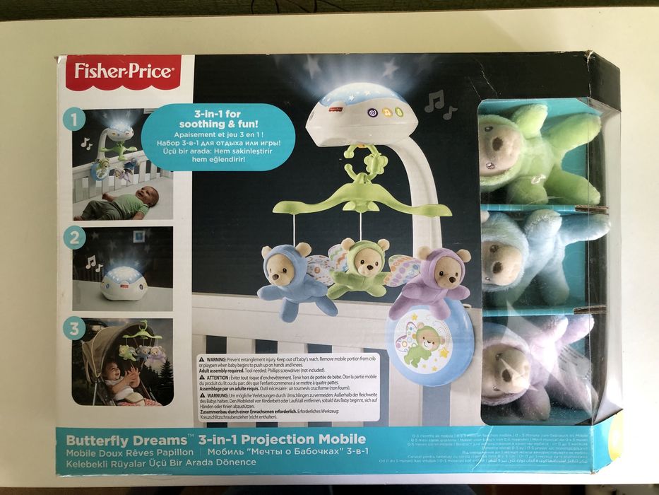 Музичний мобіль на ліжечко 3 в 1 Fisher Price Мрії про метеликів