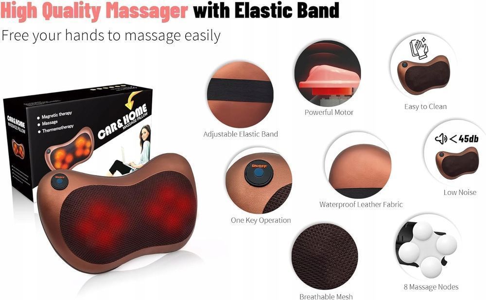 Shiatsu Poduszka do masażu podgrzewana wtyczka UK